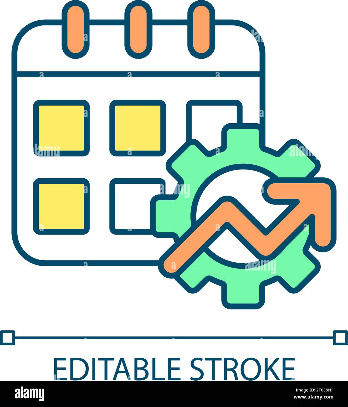 2D editable thin line improve maintenance planning icon Stock Vector