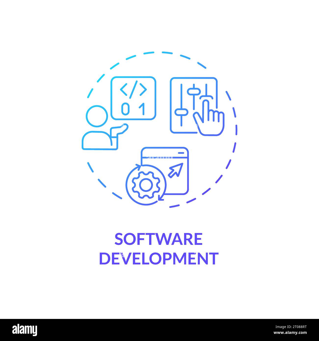2D gradient thin linear icon software development concept Stock Vector