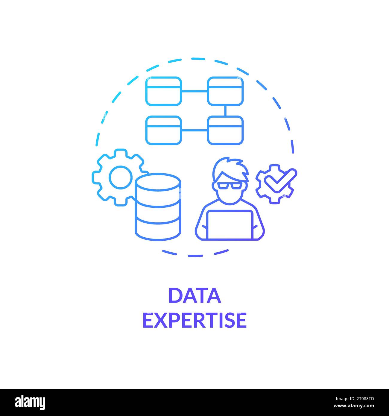 2D gradient thin line data expertise icon concept Stock Vector