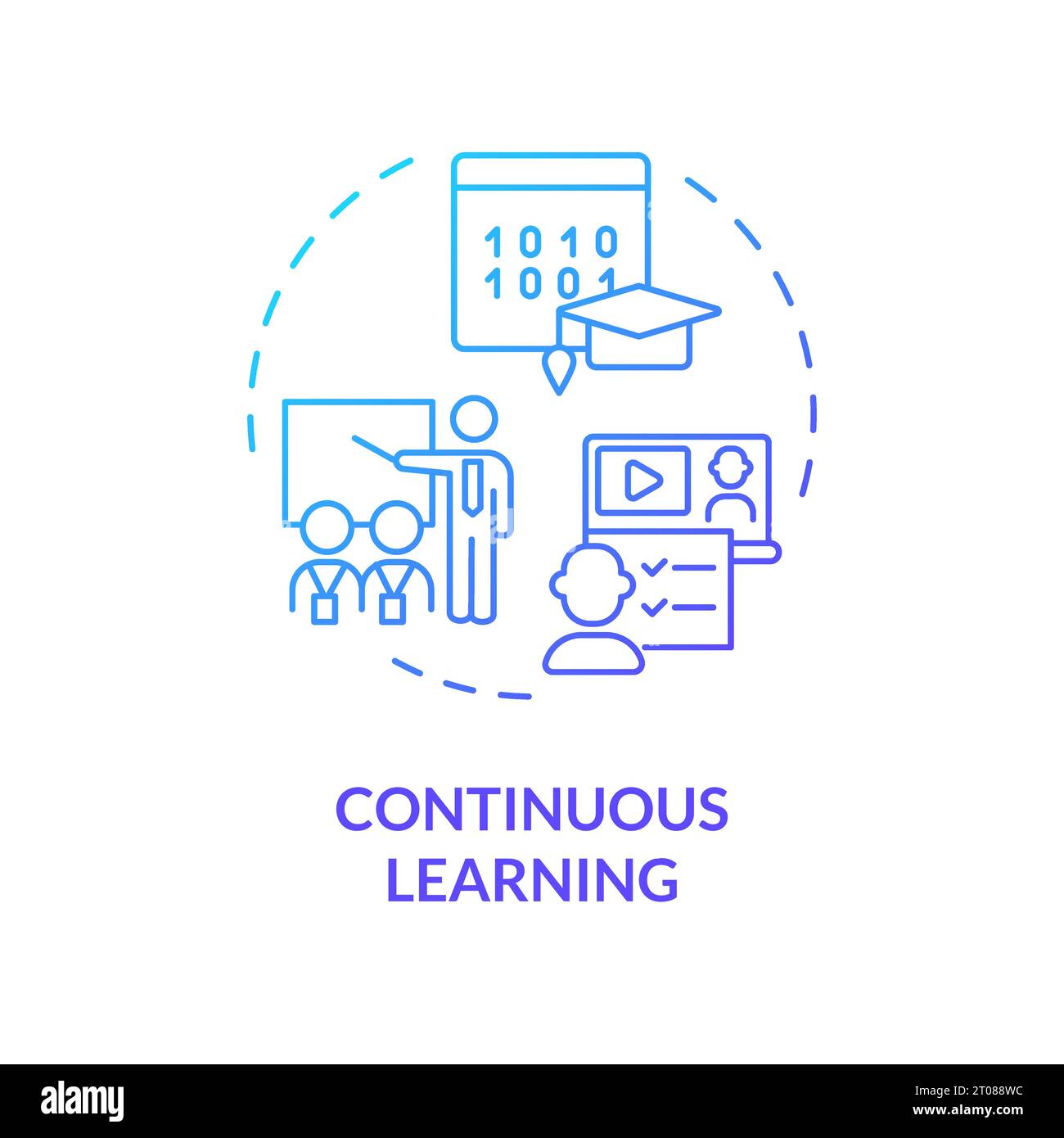 2D gradient thin linear icon continuous learning concept Stock Vector