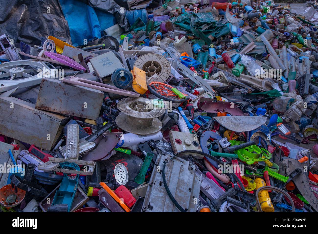 Dump of electronic waste at a recycling centre at Jashore, Bangladesh. Stock Photo