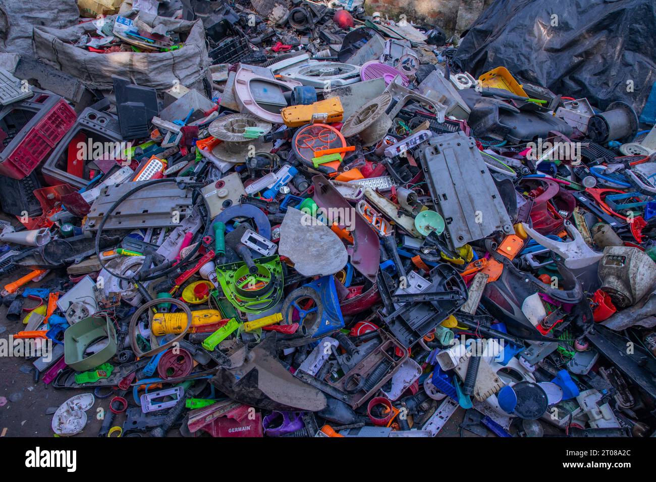Dump of electronic waste at a recycling centre at Jashore, Bangladesh. Stock Photo