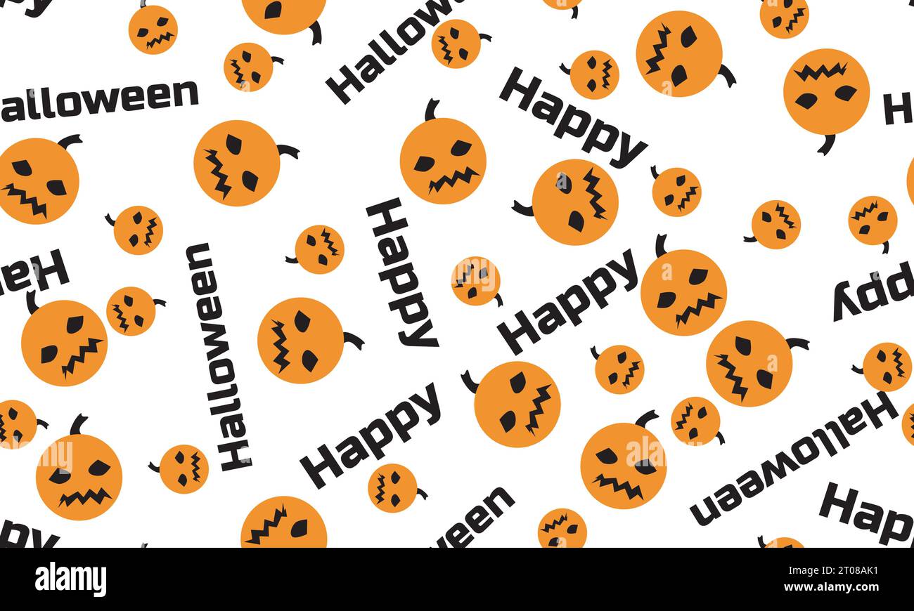 happy halloween seamless pattern with transparent background,halloween pumpkin seamless vector pattern Stock Vector