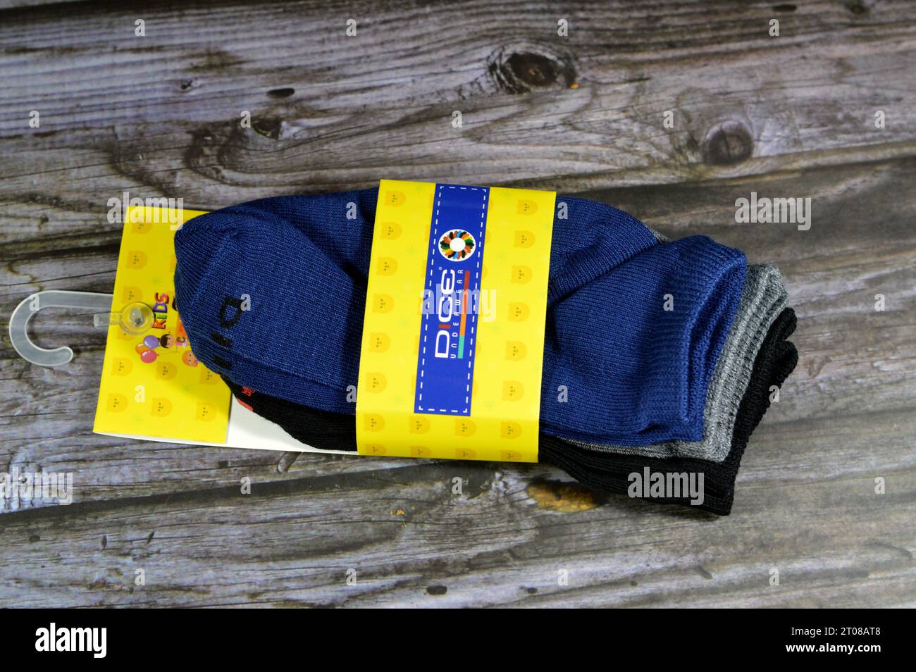 Cairo, Egypt, September 28 2023 Dice high socks for kids, a sock is a