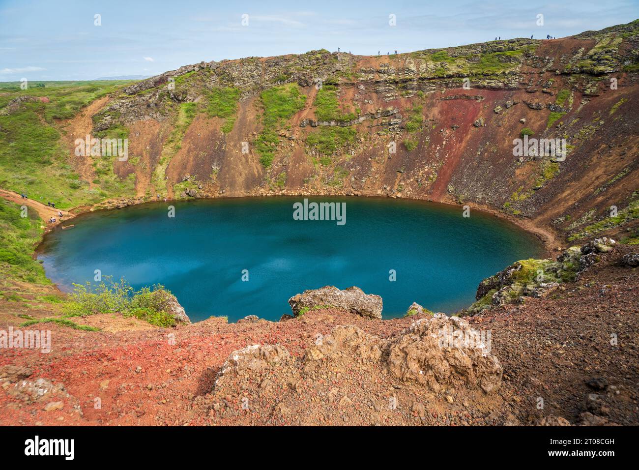 The Kerið is a volcanic crater lake in Iceland During a Summer Day Stock Photo