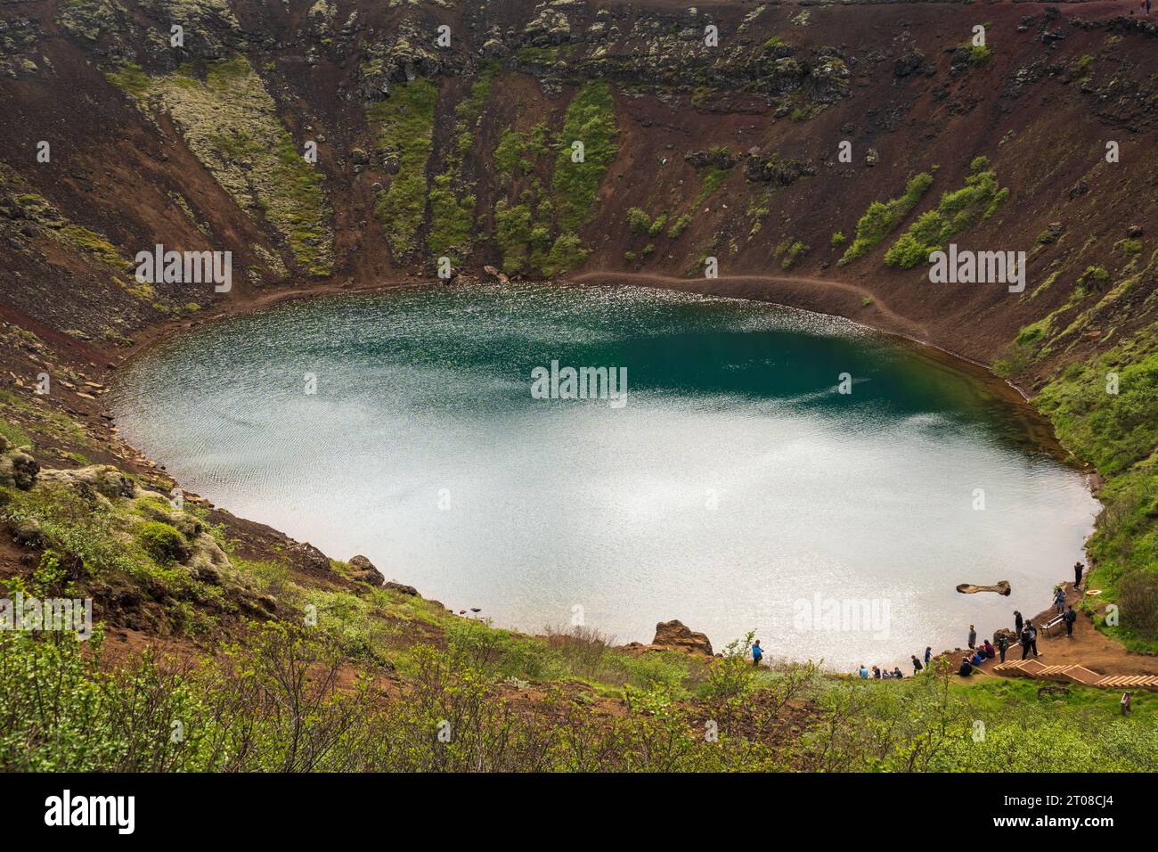 The Kerið is a volcanic crater lake in Iceland During a Summer Day ...