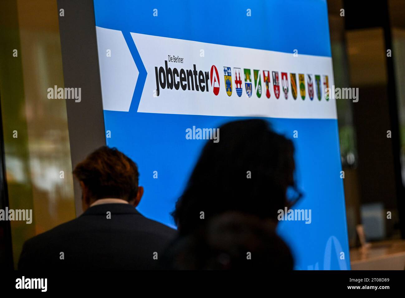 Berlin, Germany. 04th Oct, 2023. A poster of the Berlin Job Centers