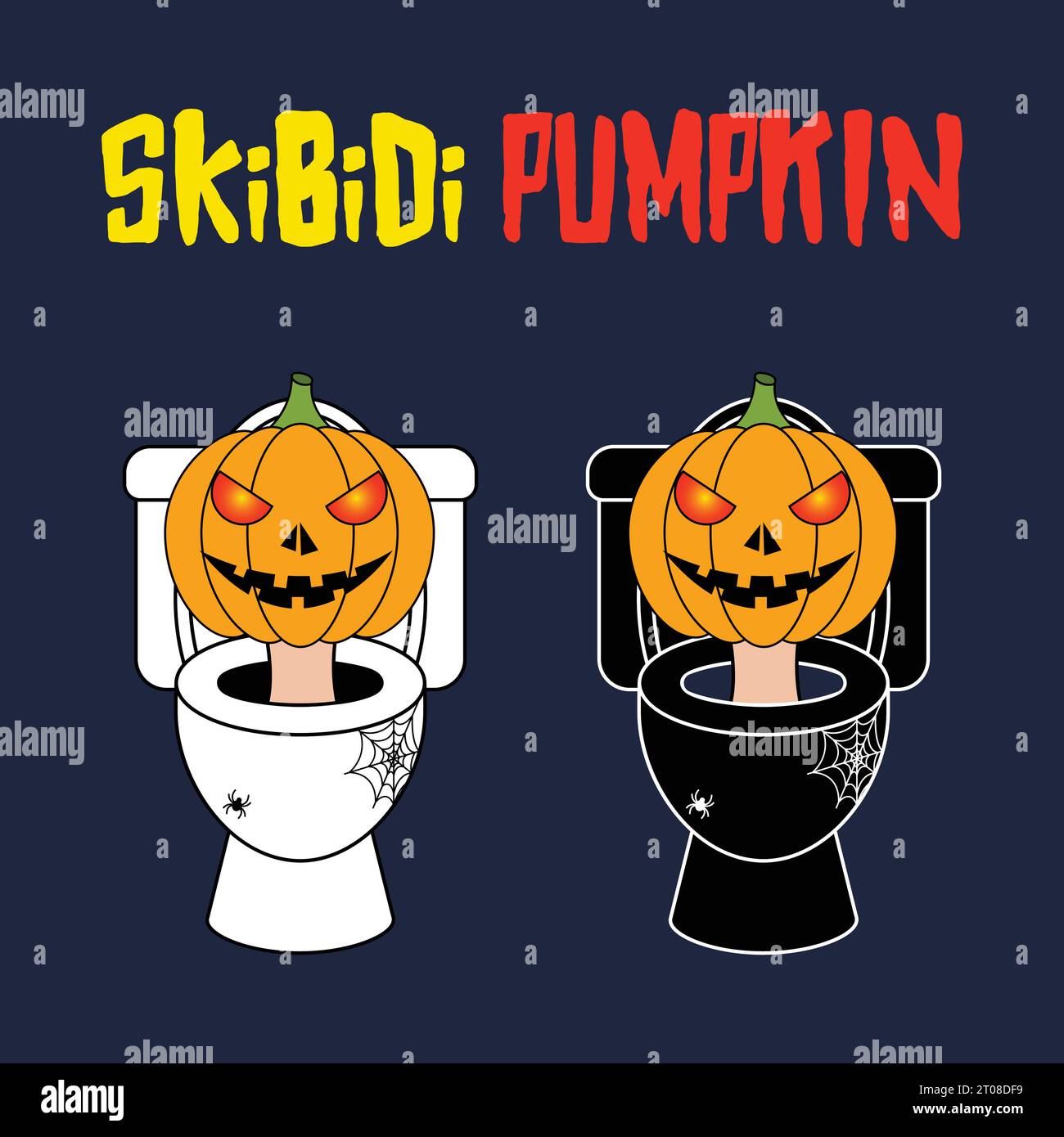 Skibidi Jack o'lantern. Skibidi Pumpkin Toilet with laser red eyes on