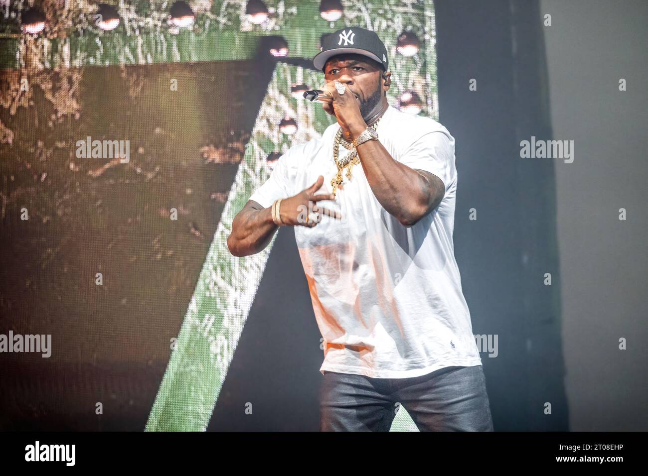Oslo, Norway. 04th Oct, 2023. The American rapper 50 Cent performs a live concert at Oslo Spektrum in Oslo as part of The Final Lap Tour 2023. (Photo Credit: Gonzales Photo/Alamy Live News Stock Photo
