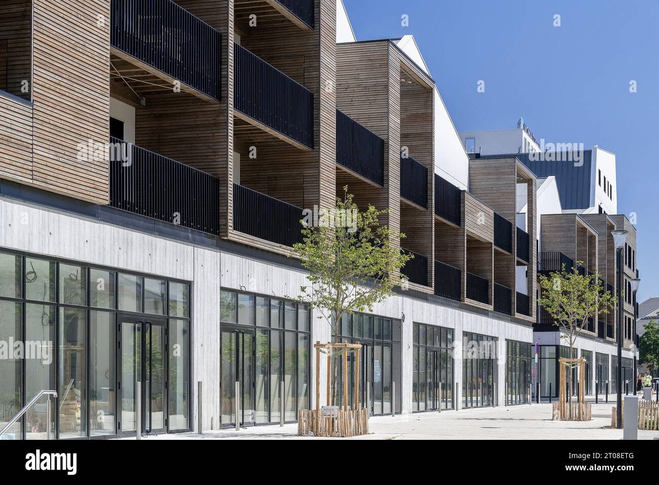 Le Havre, France - Modern building with wood in Le Havre. Stock Photo