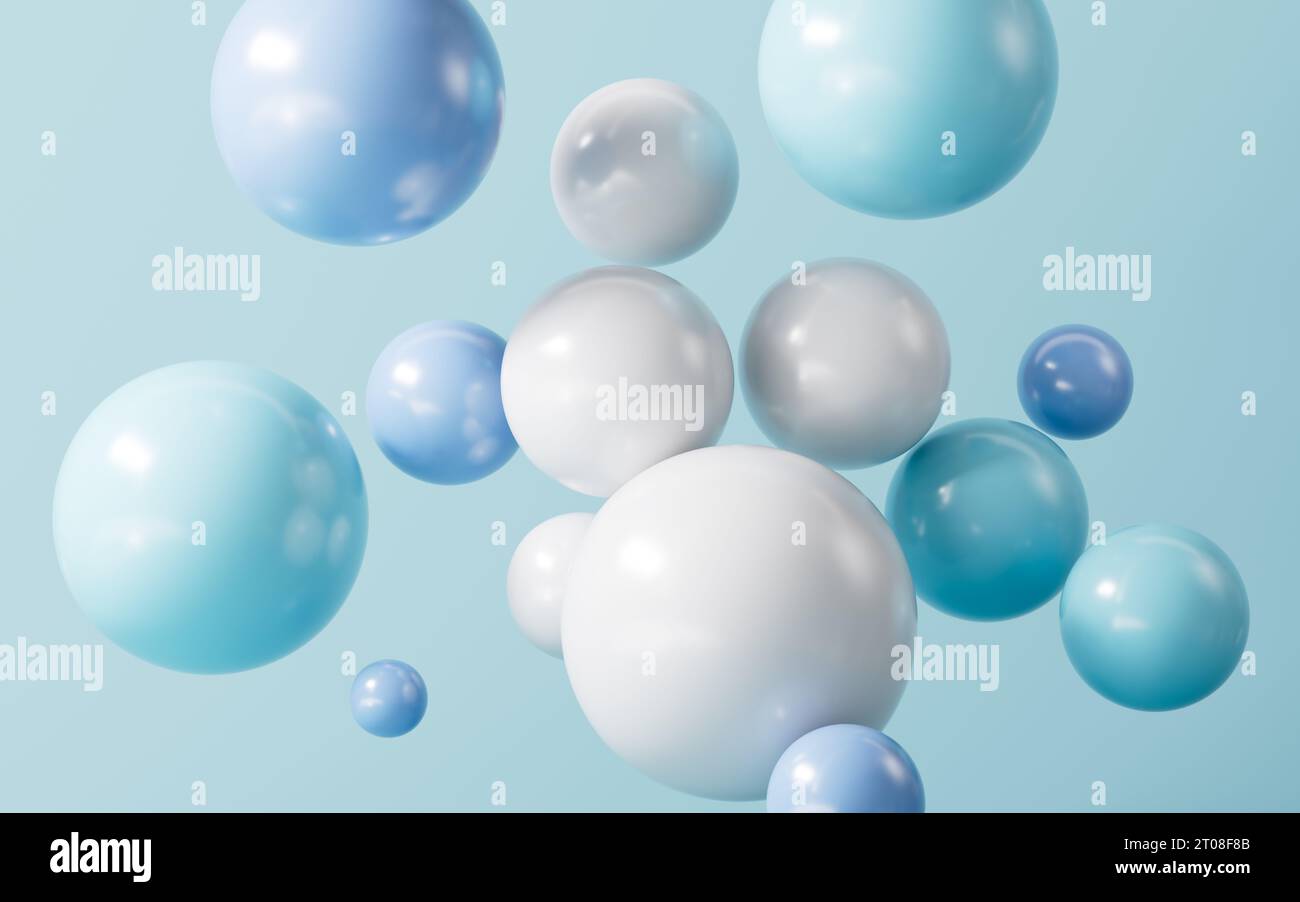 Cartoon colorful and bouncing spheres, 3d rendering. Digital drawing ...