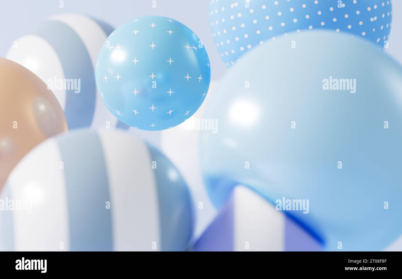 Cartoon colorful and bouncing spheres, 3d rendering. Digital drawing ...