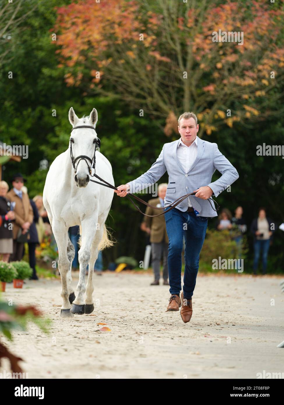 Patrick Martin BYRNE of Ireland with Oughterard Diva during the first horse inspection at the