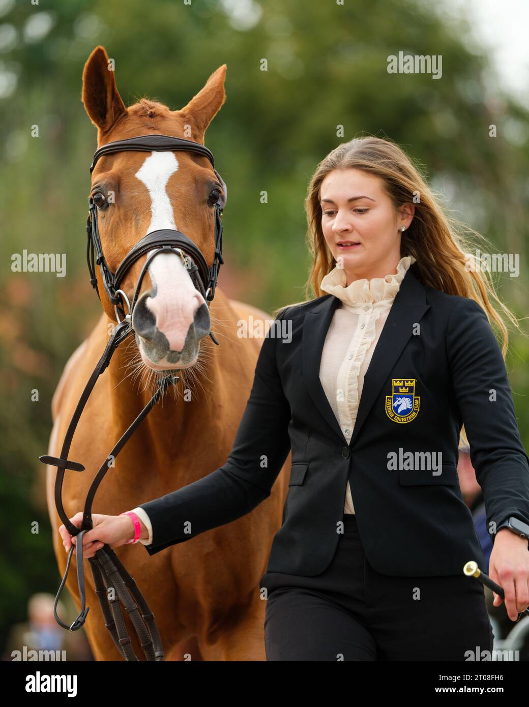 Amanda ANDERSSON of Sweden with Jersey during the first horse