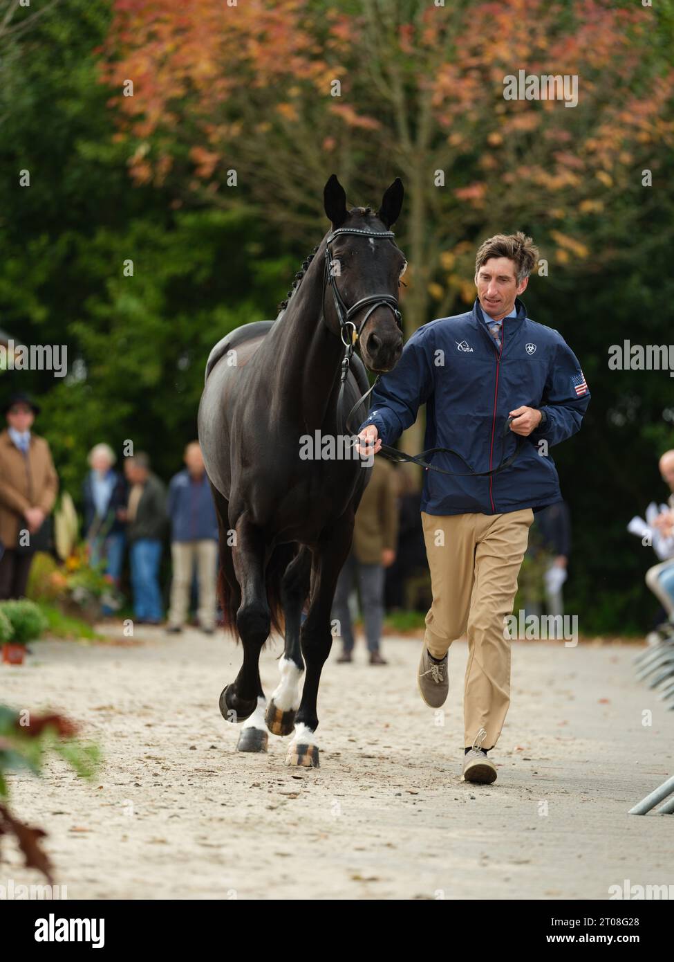 James ALLISTON of the United States with Karma during the first horse inspection at the Boekelo