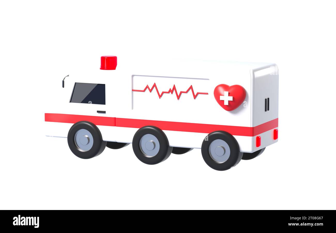 Ambulance in the white background, 3d rendering. Digital drawing Stock ...