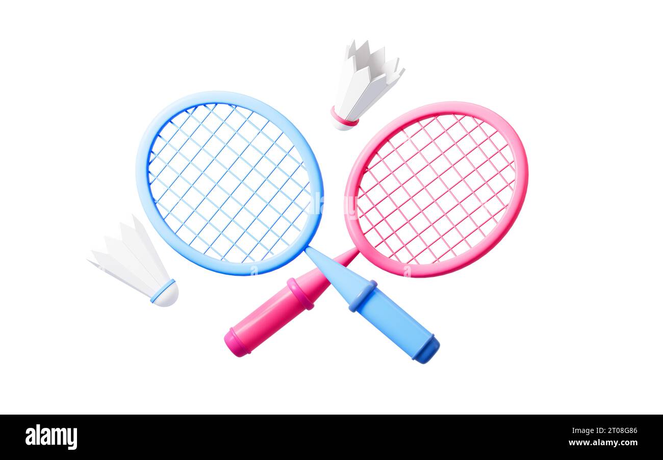 Cartoon badminton and racket, 3d rendering. Digital drawing Stock Photo Alamy