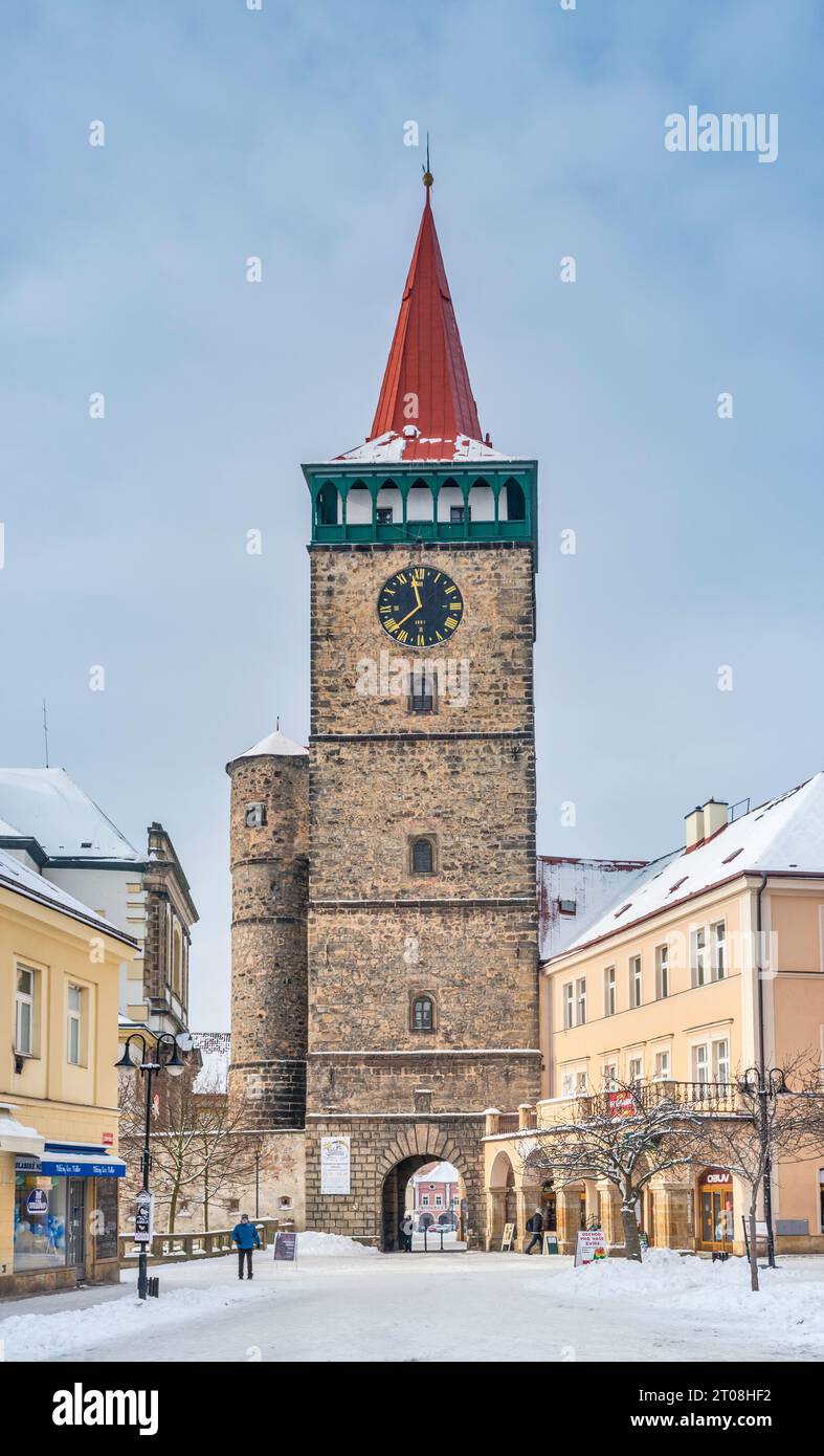 Valdicka Brana (Valdicka Gate), 1568, in winter, in Jičín, Czech Republic Stock Photo