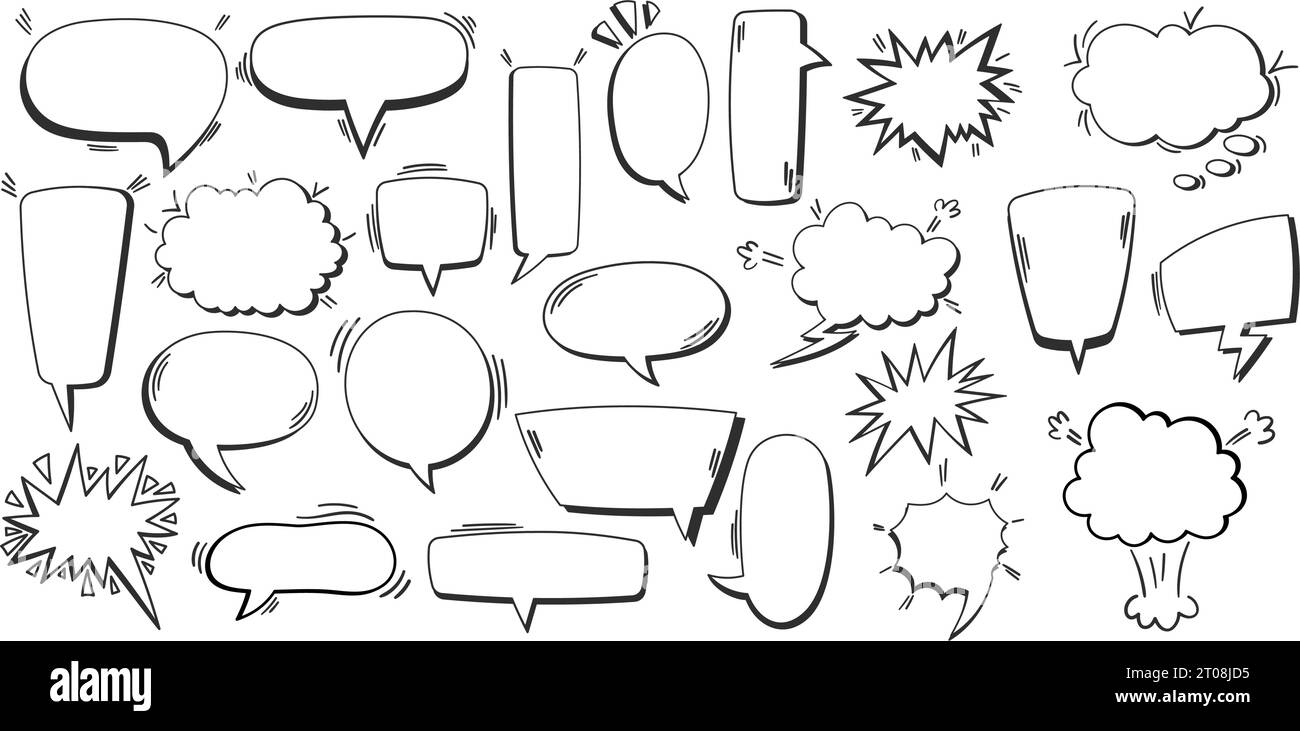 Set of pop art comic speech bubbles Black and White Stock Photos ...