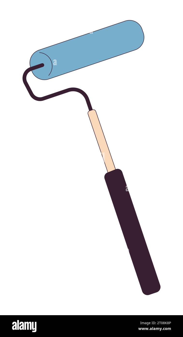 Restoration paint roller 2D linear cartoon object Stock Vector Image ...