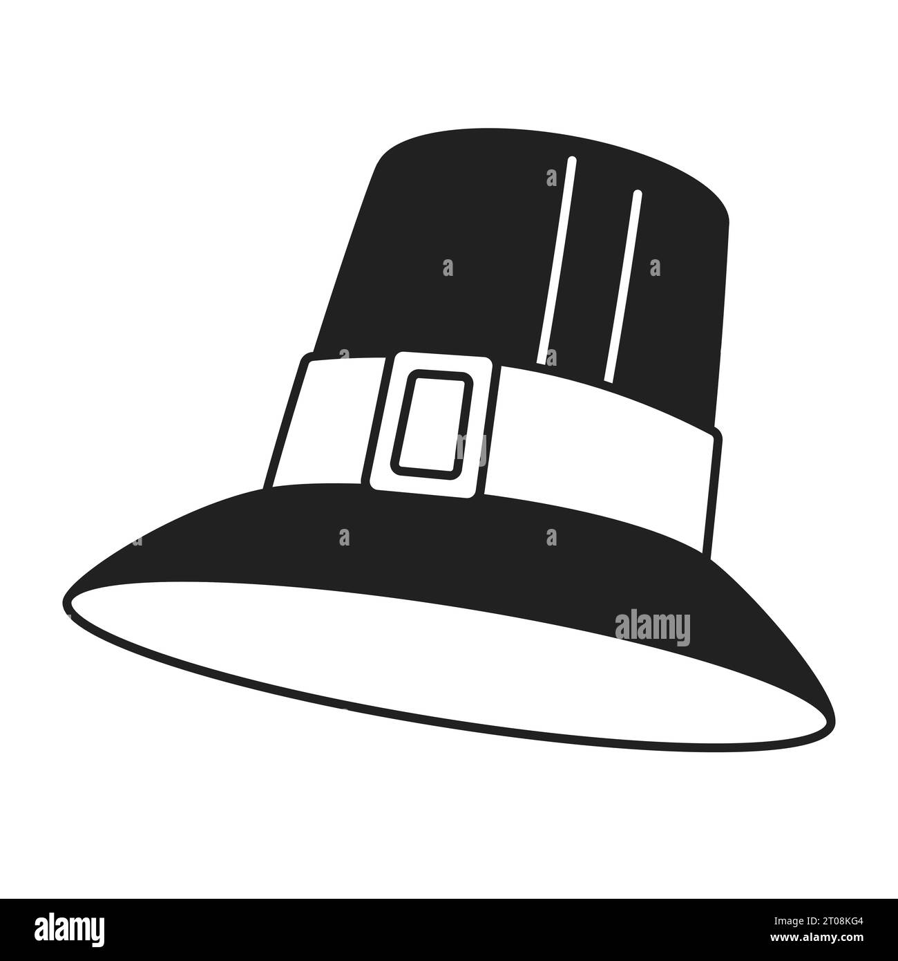 Pilgrim hat black and white 2D cartoon object Stock Vector