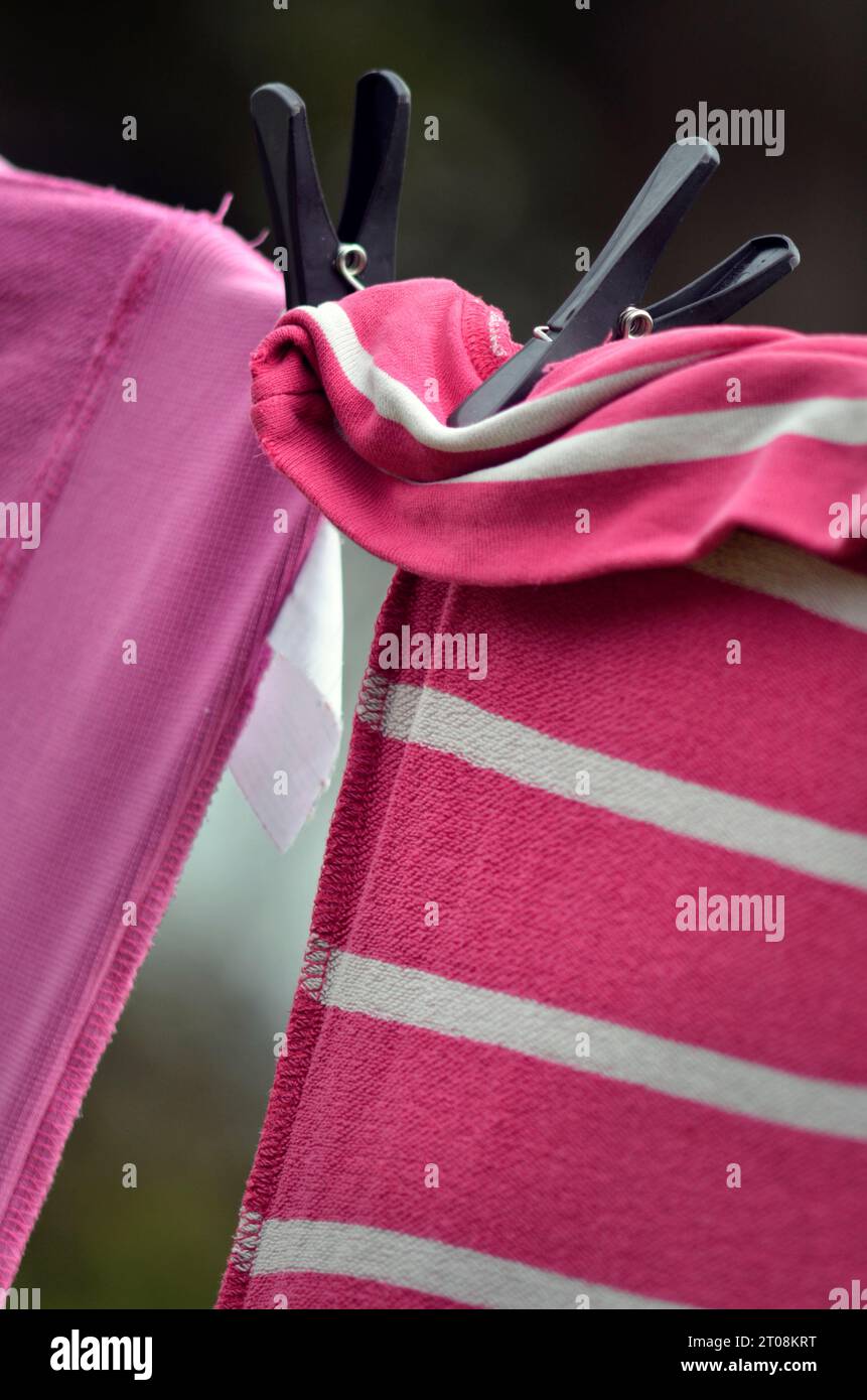 clean laundry hanging on washing line to dry ellingham norfolk england