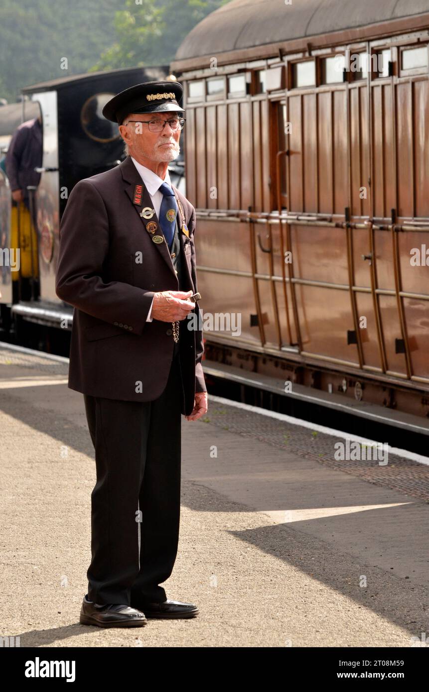 station master at weybourne railway staton on poppyline north norfolk england Stock Photo