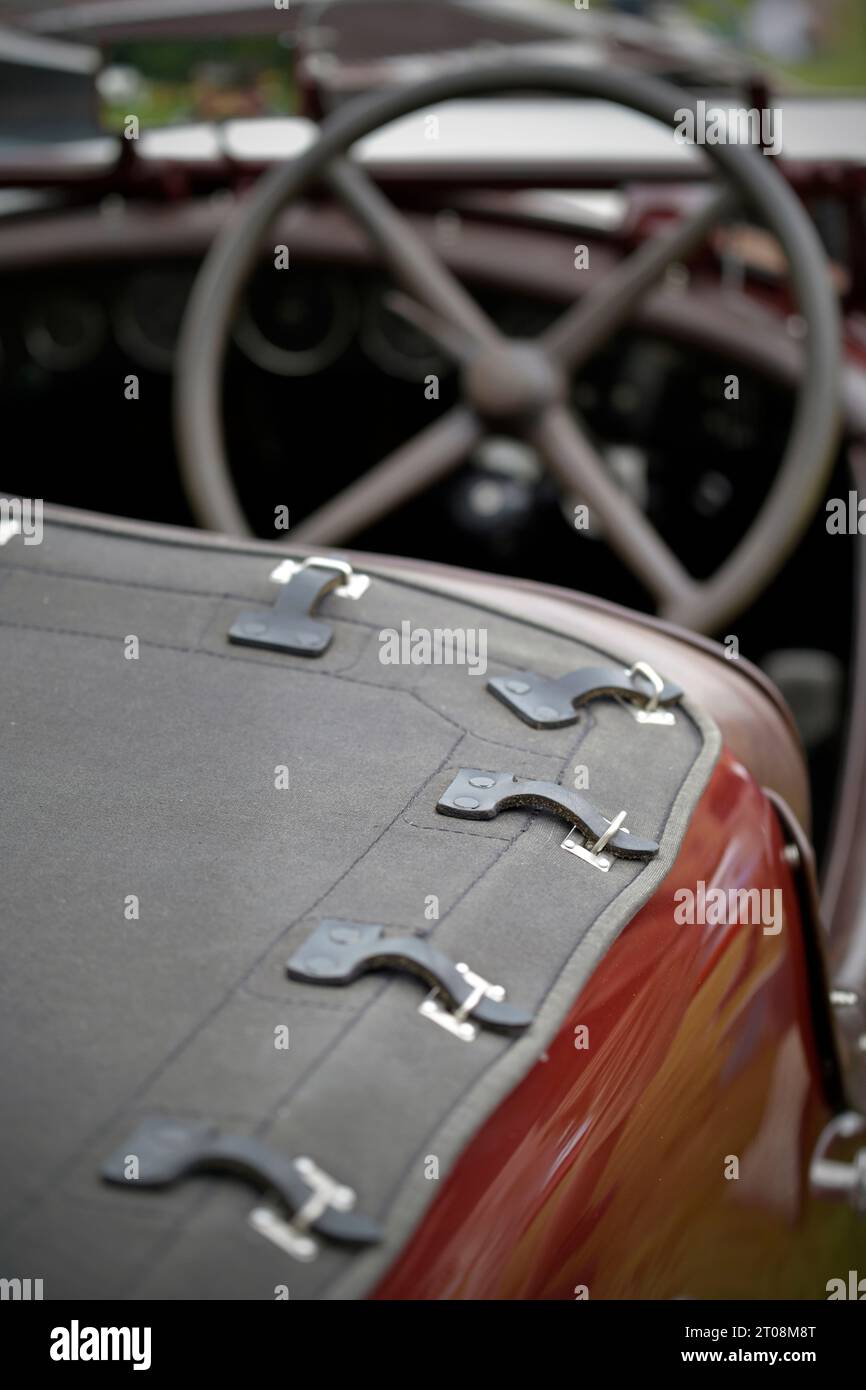 rear tonneau cover on old fashioned vintage open top alfa romeo car 1933 8C 2300 le mans tourer