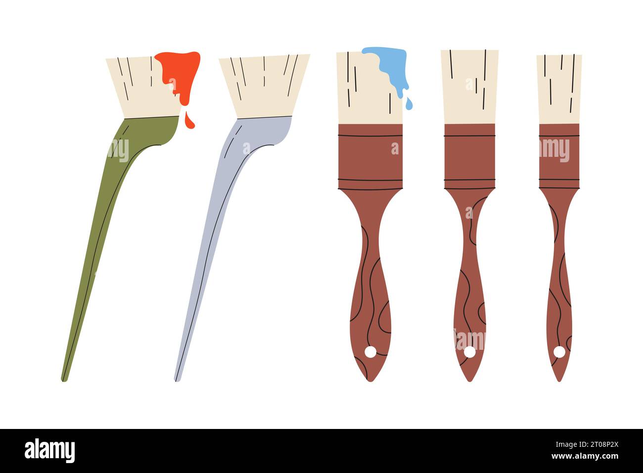 Set brown paint pen with a red spot of paint Stock Vector Image & Art