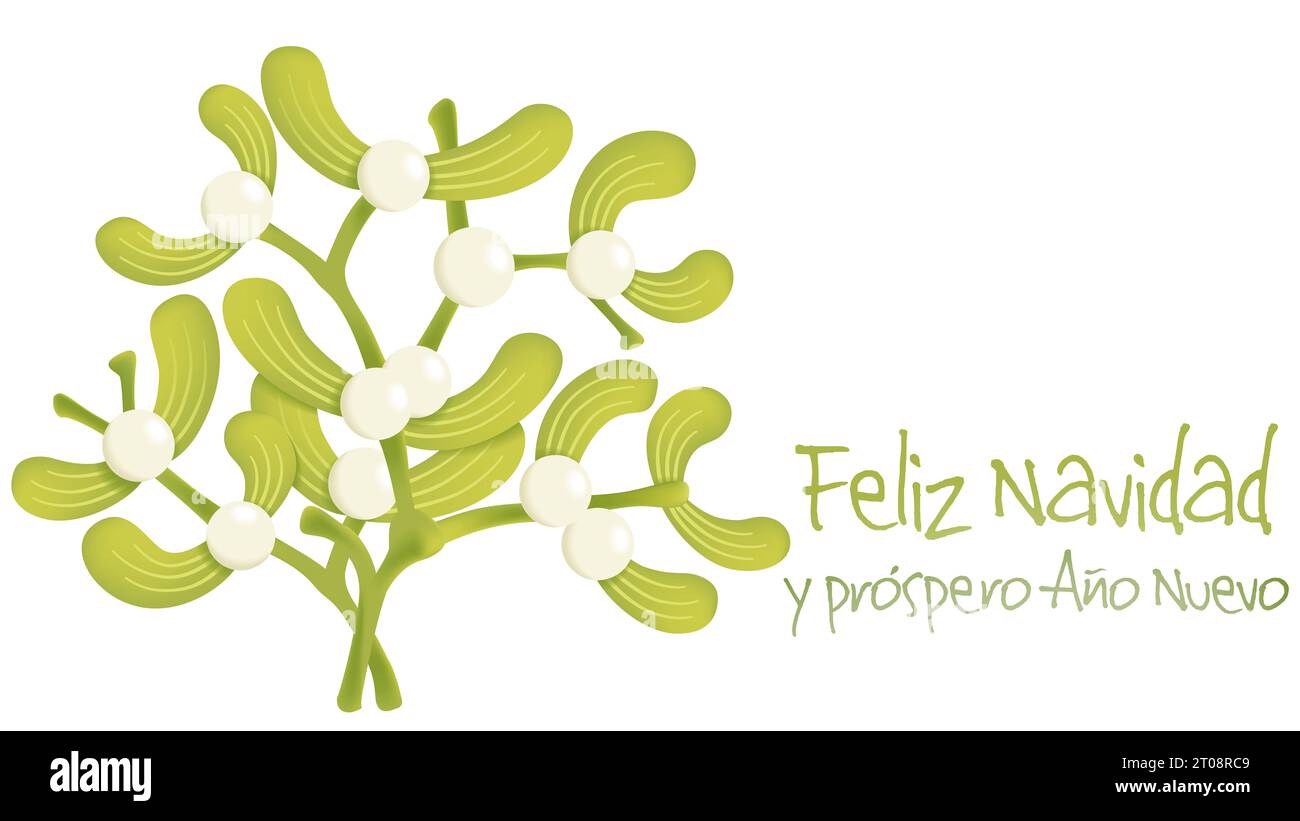 Banner with a Christmas greeting in Spanish next to an illustration of