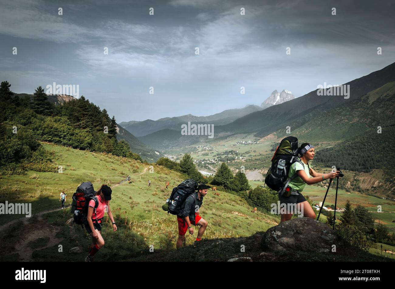 Group hikers trekking along hi-res stock photography and images - Alamy