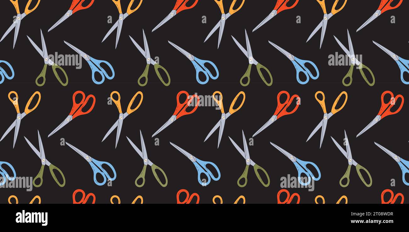 Seamless pattern with various colorful scissors Stock Vector