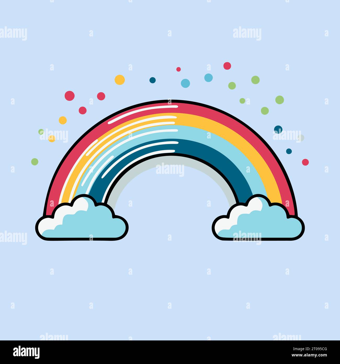 Rainbow in blue sky with white clouds Stock Vector Images - Alamy