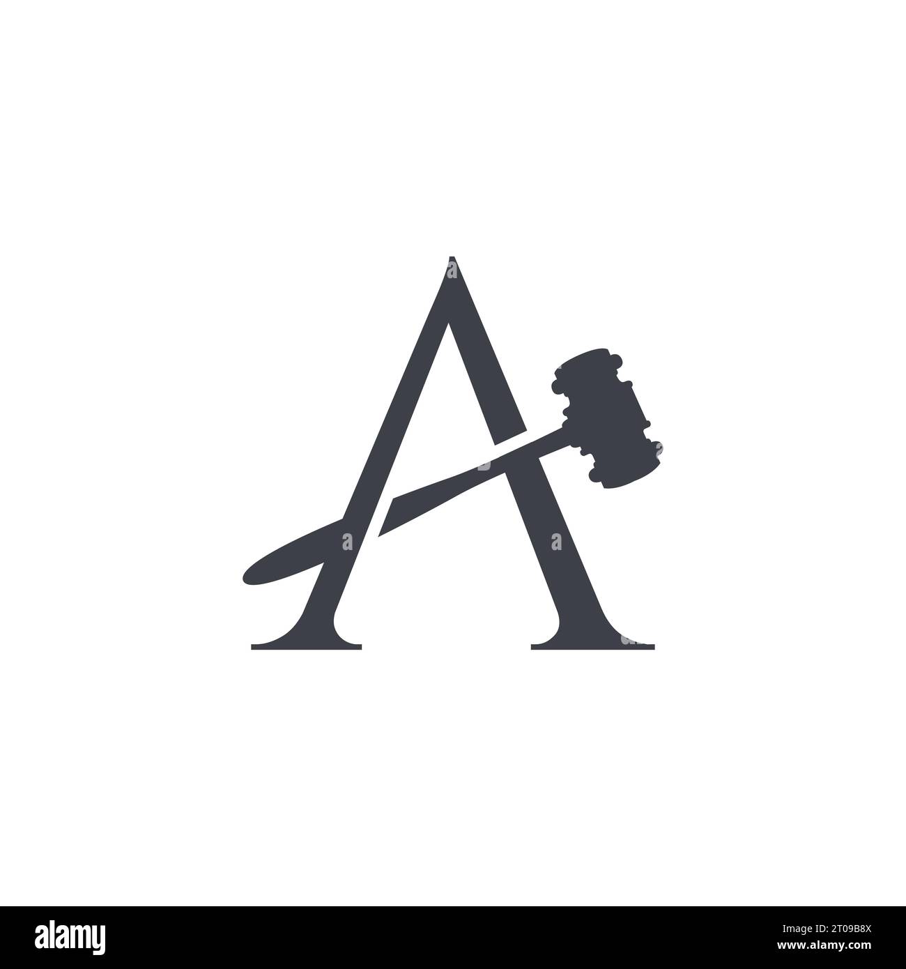 Law firm logo with initial letter a concept. Initial letter A law firm logo design. Law firm logo with initial A letter and judge hammer image vector Stock Vector