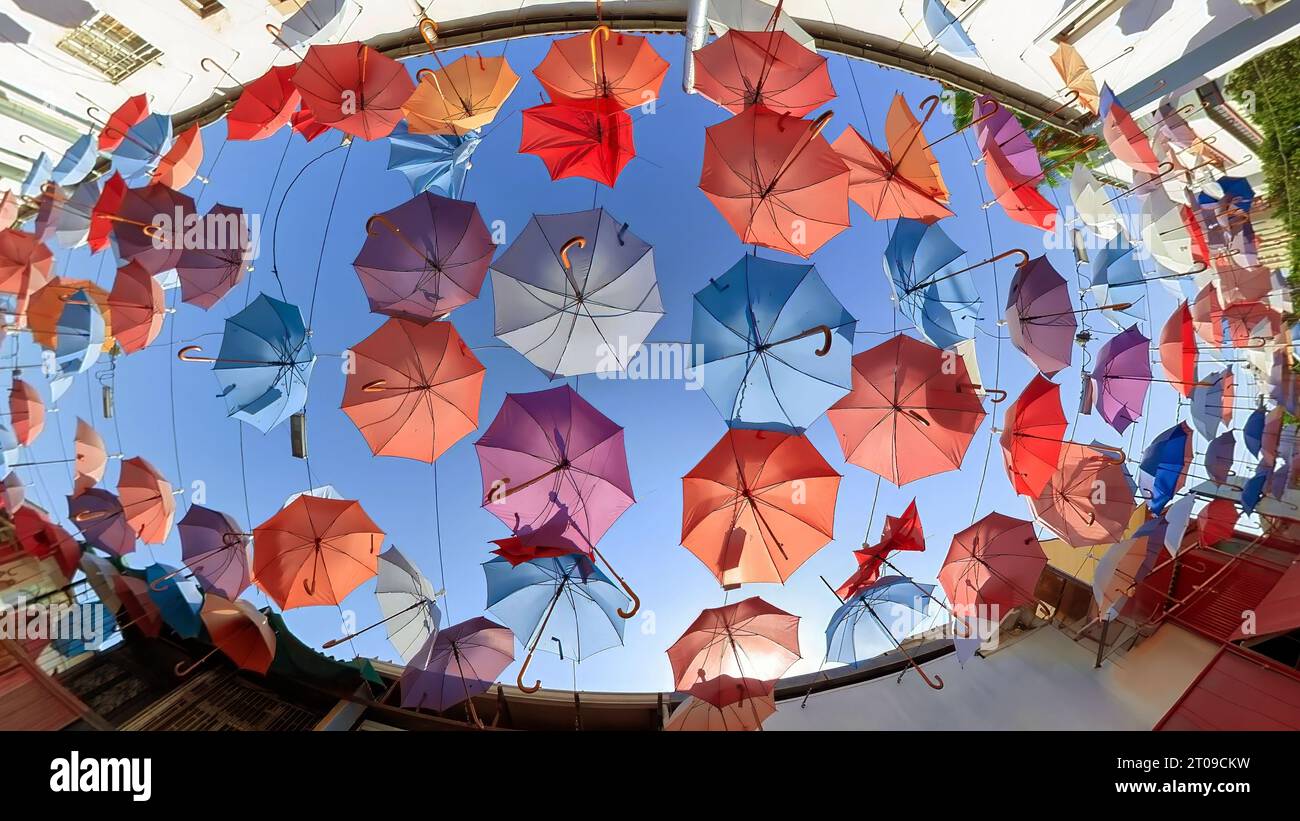 bottom view of Umbrella street in Antalya, Turkey. The heart of Antalya