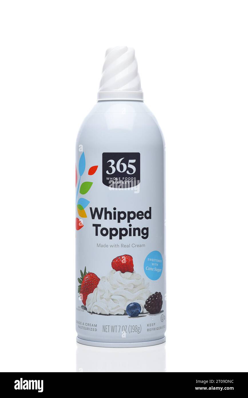IRVINE, CALIFORNIA - 4 OCT 2023: A can of Whole Foods  365 Whipped Topping. Stock Photo