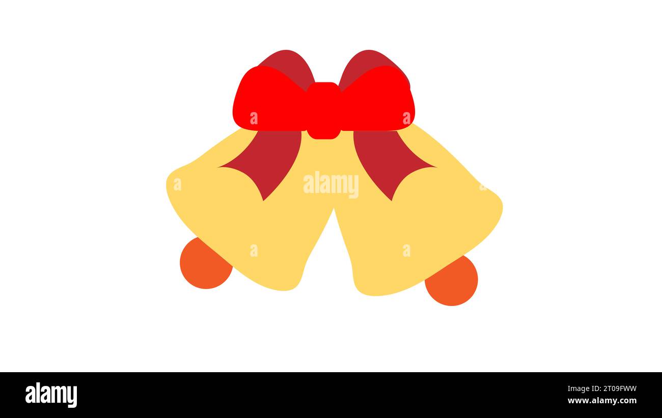 Christmas Bells With Red Bow On White Background. Xmas Decorations ...