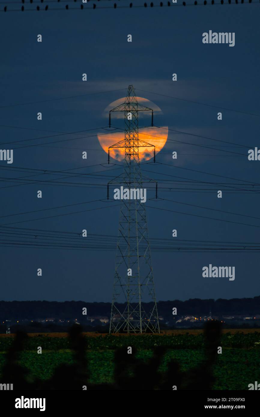 Super moon at the end of september 2023, full harvest moon, larger and ...