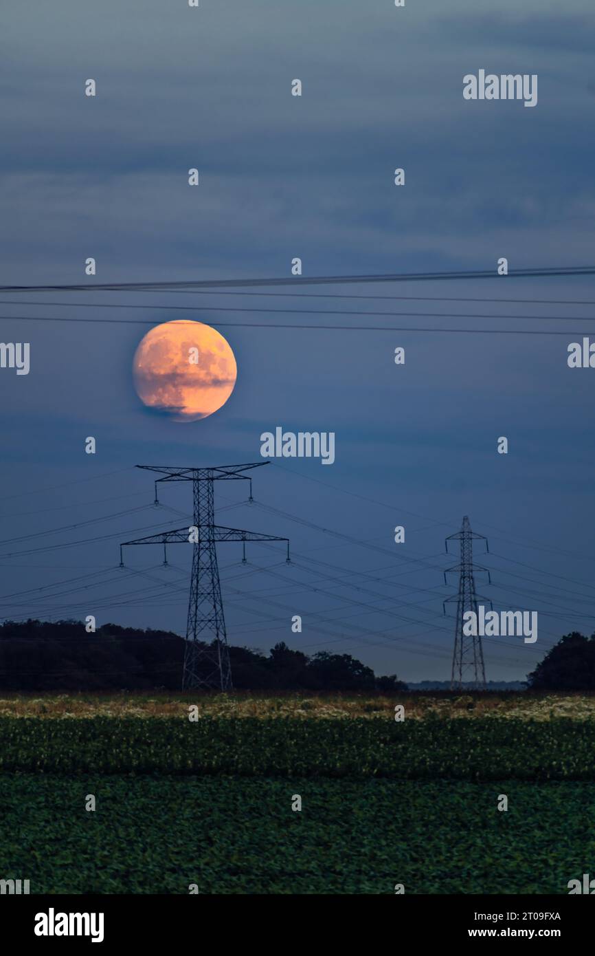 Super moon at the end of september 2023, full harvest moon, larger and ...