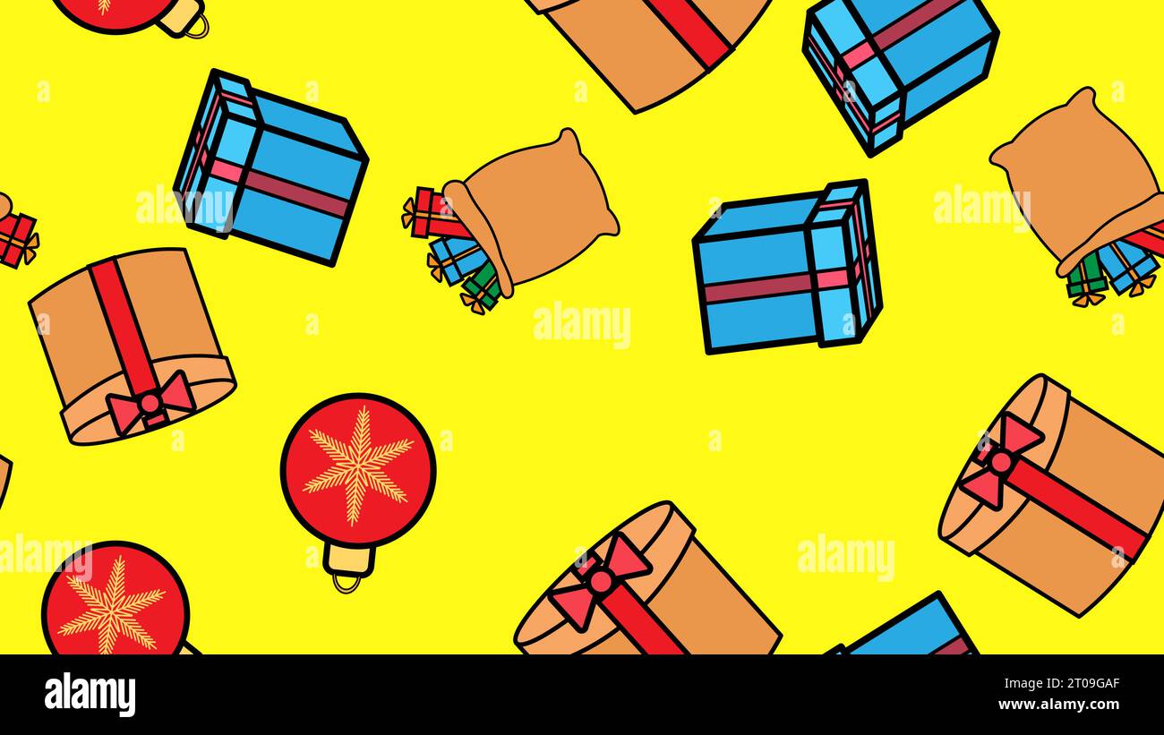 Watercolor vector seamless pattern with Christmas decorations. Stock Vector