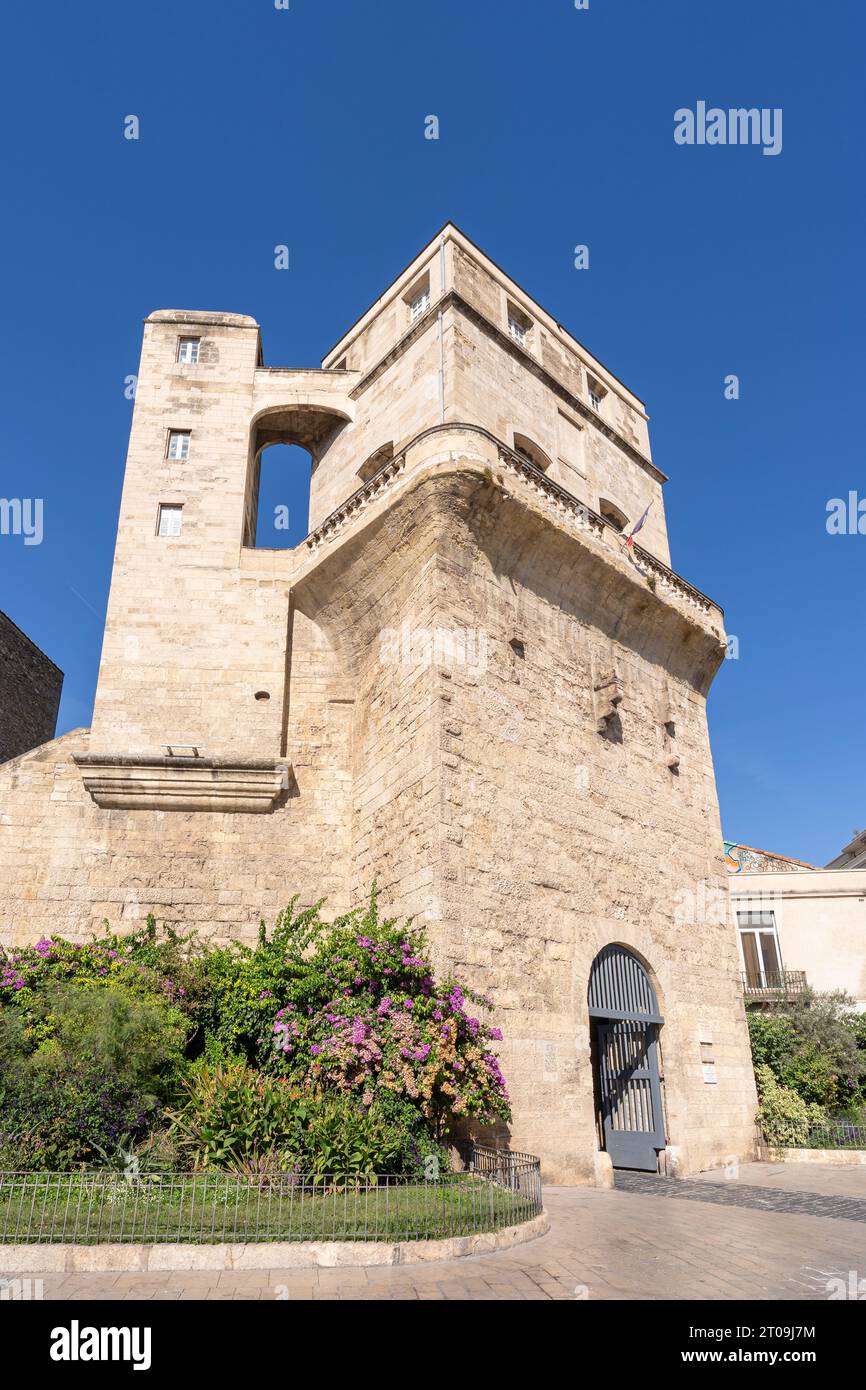 Vertical cityscape view of historic landmark Tour de la Babote or Babotte,  ancient observatory of Montpellier, France Stock Photo - Alamy