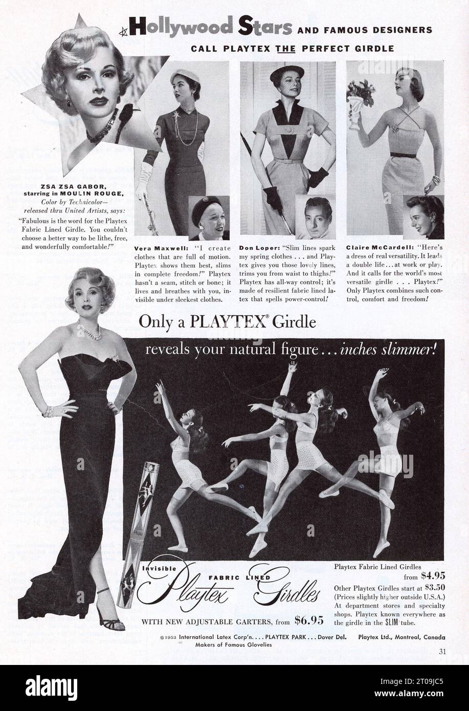 Life Magazine Ad PLAYTEX GIRDLES 1952 Ad A1