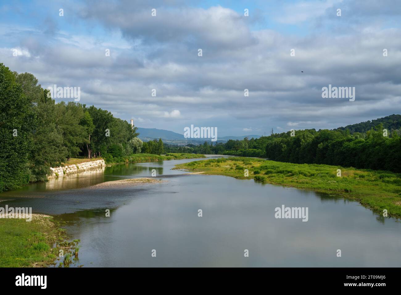 The Arno river at San Giovanni Valdarno, Firenze province, Tuscany, italy Stock Photo