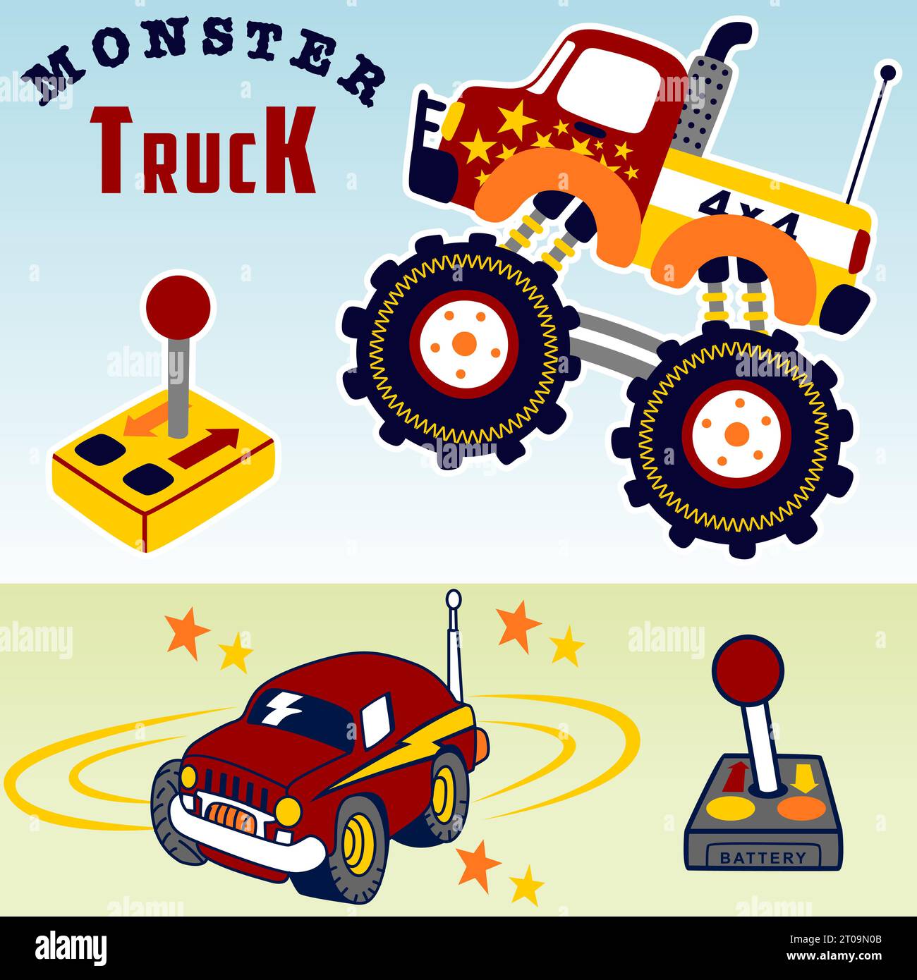 Remote control cars, vector cartoon illustration Stock Vector