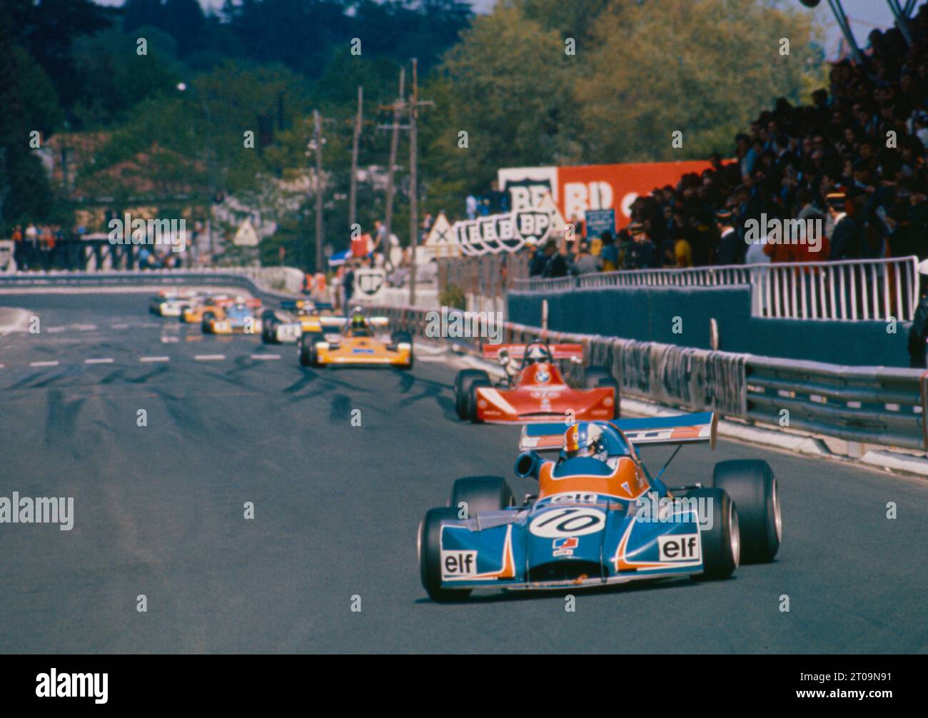 10 Cevert Francois (fra), Elf Coombs Racing, Elf 2 Alpine A367 - Ford BDA/Hart, action during the 1973 Grand Prix Automobile de Pau, 5th round of the European Championship for Formula 2 drivers on the Circuit de Pau, from May 4 to 6, 1973, in Pau, Pyrénées-Atlantiques, France - Photo DPPI Stock Photo