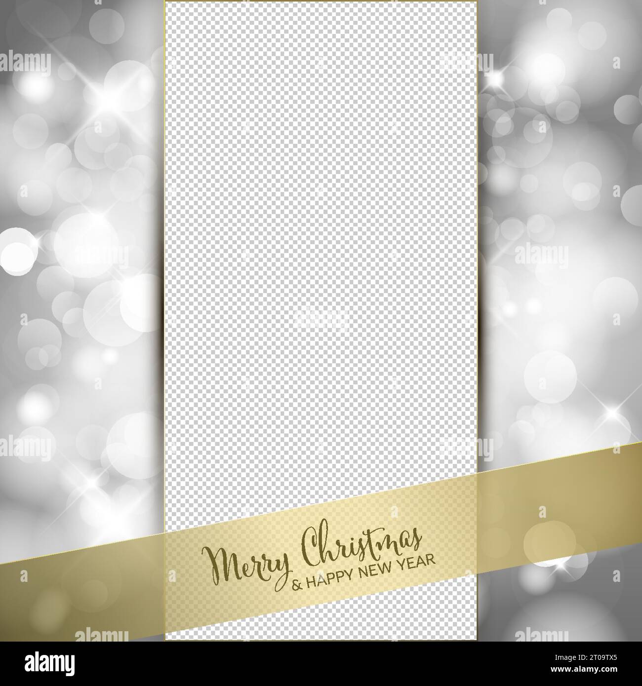 Shiny frame layout template with place for your photo. Simple Christmas layout template for your christmas card, social media post status, flyer, head Stock Vector