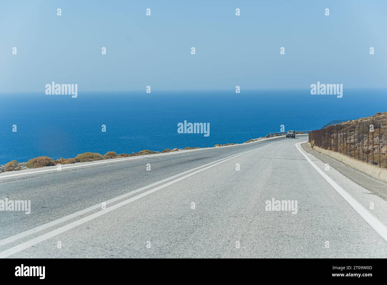 Crete south coast road with magnificent sea view, popular summer spot. High quality photo Stock Photo