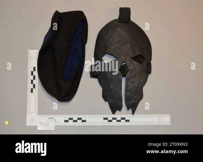 Handout CCTV image issued by Metropolitan Police of the mask worn by Jaswant Singh Chail. Chail has been locked up for nine years with a further five years on extended licence at the Old Bailey, London, after he admitted treason when he broke into Windsor Castle with a loaded crossbow to kill the late Queen on Christmas Day 2021. Issue date: Thursday October 5, 2023. Stock Photo