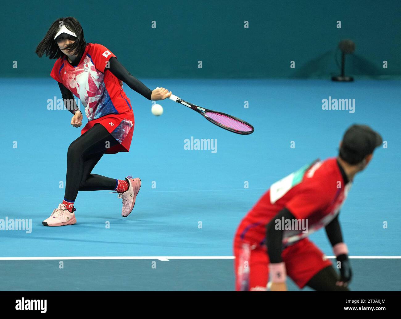 Asian Games: Soft tennis Japan s Noa Takahashi plays against South Korea s  Mun Hye Gyeong