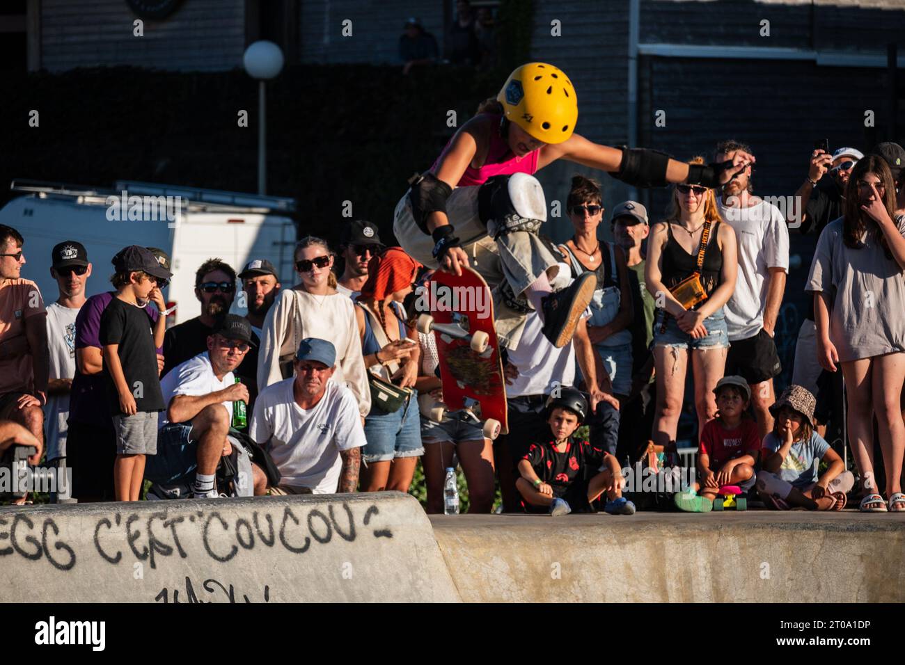 Skate event at Seignosse le Penon skatepark during Quiksilver Festival  celebrated in Capbreton, Hossegor and Seignosse, with 20 of the best  surfers in Stock Photo - Alamy